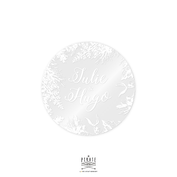 Stickers rond mariage hiver transparent et blanc • Winter Romance
