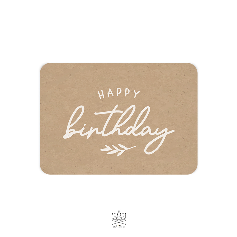 Carte Happy birthday, kraft & blanc - Carte anniversaire Happy Telegram •  La Pirate